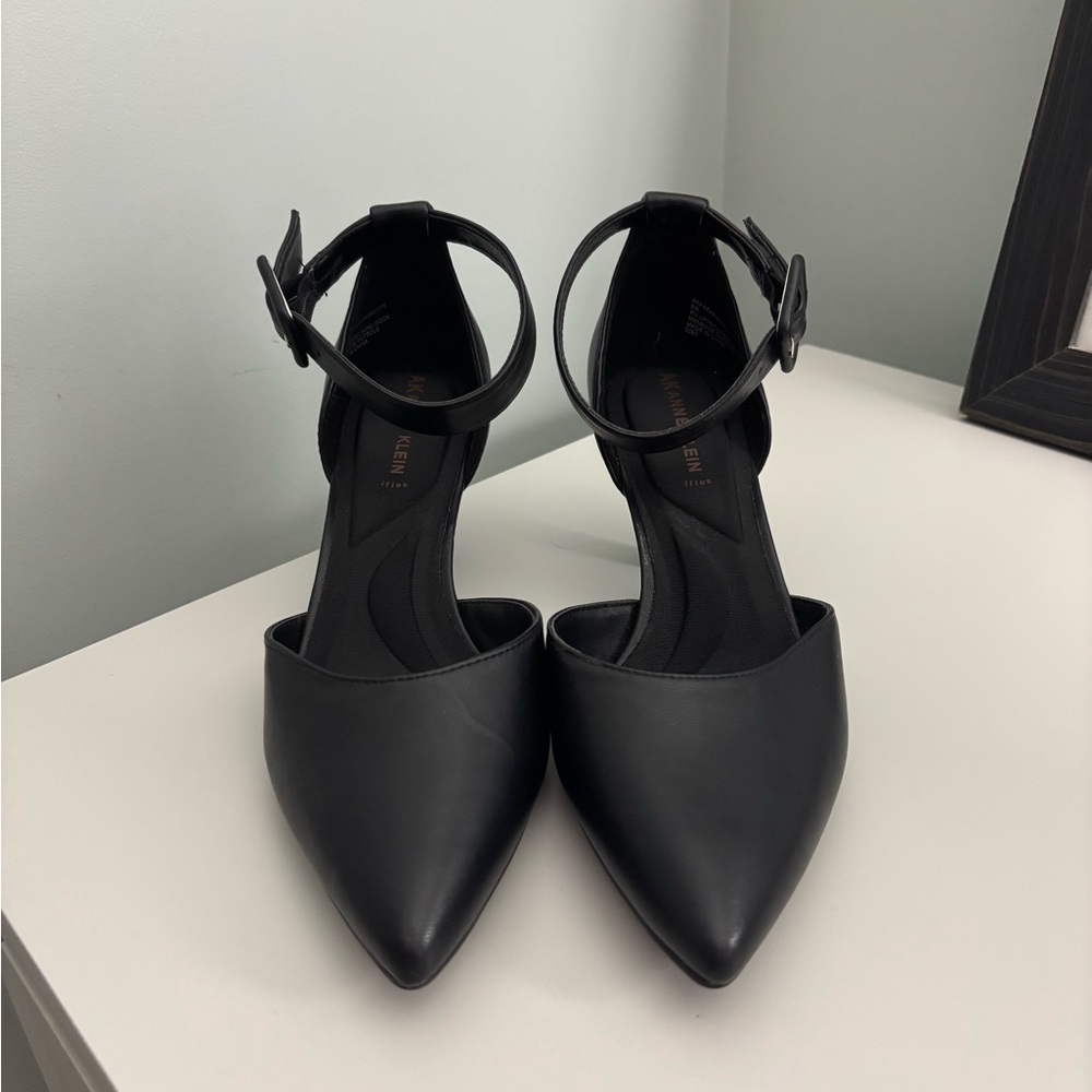 Anne Klein Black Ankle Strap Heels